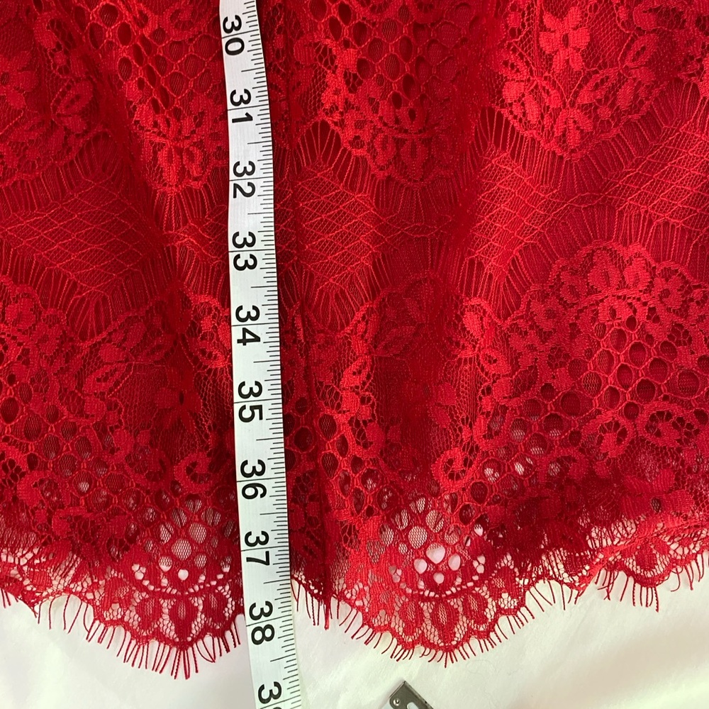 TADASHI SHOJI Cherry Red Chantilly Lace Bateau Neckline Sheath Dress SZ 6 - Picture 12 of 12